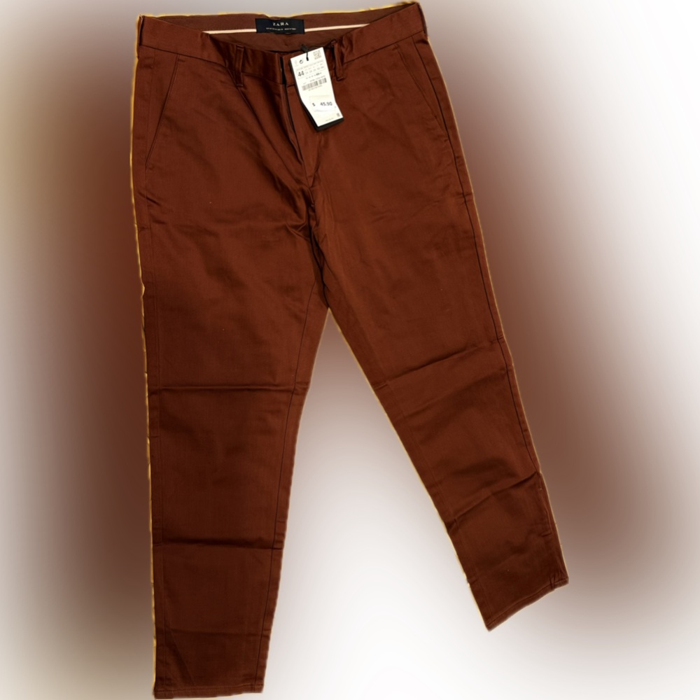 Zara Men's Rich Brown cropped chinos